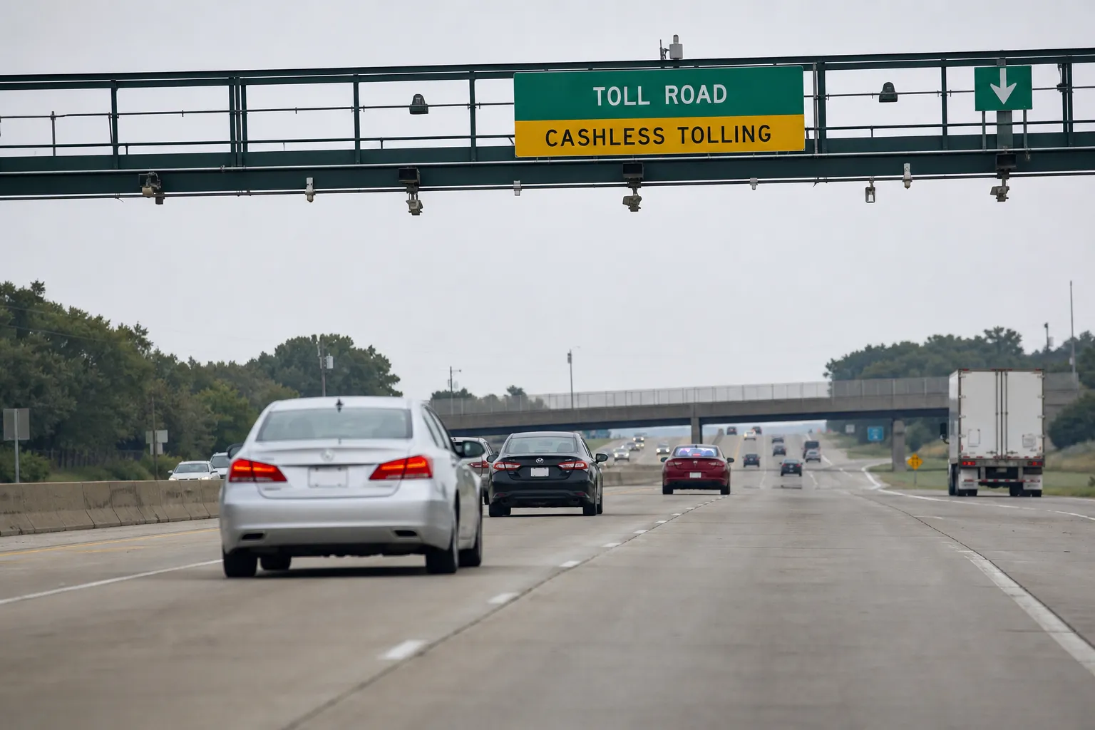 AI-generated illustration of the topic: Indiana Toll Road $300M sits unused as toll hikes proceed and Bears stadium choice remains unresolved