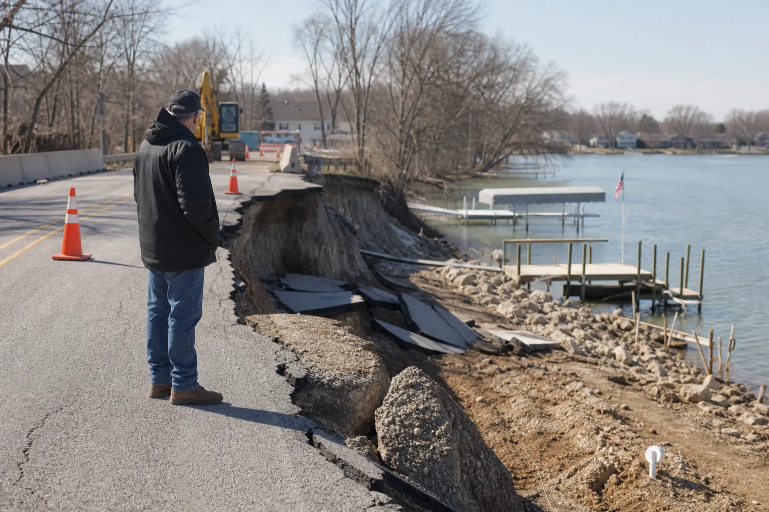 AI-generated illustration of the topic: Indy’s $2M River Road Repair Contract Could Affect City Spending, North‑side Access